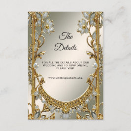 Gold Verzierte, weiße Blütendetails - Umschließung Begleitkarte