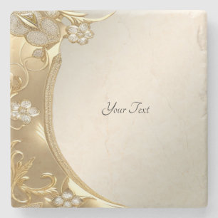 Gold Verzierter Blumenstein-Untersetzer Steinuntersetzer