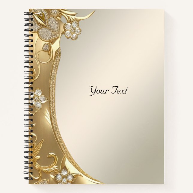 Gold Verziertes Floral-Notebook Notizbuch (Vorderseite)