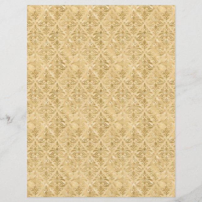 Gold Viktorianisch Style Damask Scrapbook (Vorderseite)