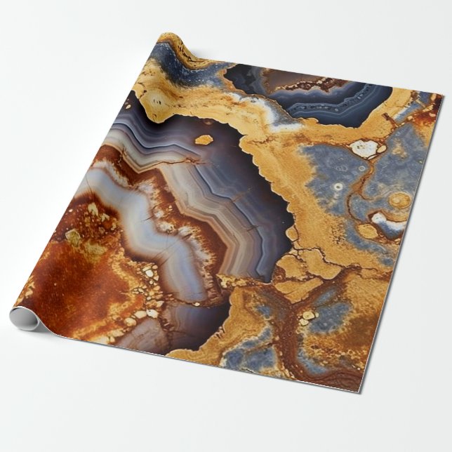 Gold Vin Agate Wrapping Paper Geschenkpapier (Ungerollt)