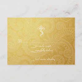 Gold Vinayaka Wedding RSVP Cards Karte