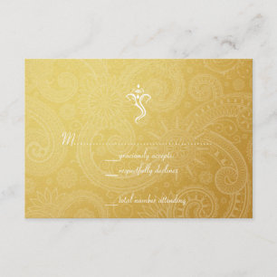 Gold Vinayaka Wedding RSVP Cards Karte