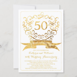 Gold Vintag 50 Jahre Einladung zum Hochzeitstag