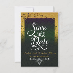 Gold Vintag Damask Elegante Save the Date Einladung