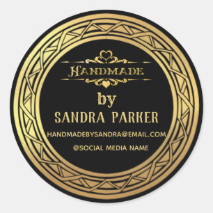 Gold Vintag elegant handgefertigt Runder Aufkleber
