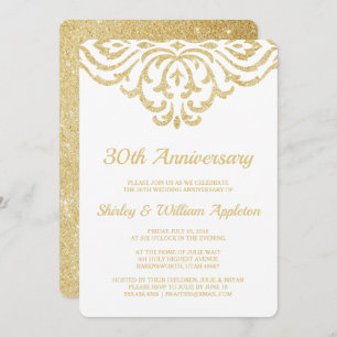 Gold Vintag Glam Elegant 30. Hochzeitstag Einladung