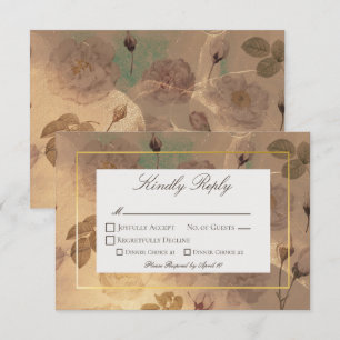 Gold Vintag Glam Floral Modern RSVP Karte