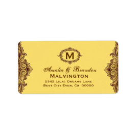 Gold-Vintag-Monogram-Curlicue V05 Adressaufkleber