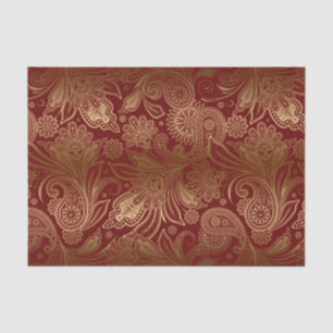 Gold Vintag Paisley über Burgund Rot Hintergrund Seidenpapier
