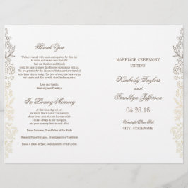 Gold Vintage blumenreiche Hochzeitsprogramme