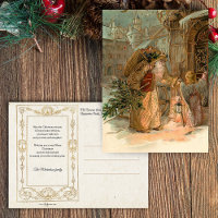 Gold Vintage Father Christmas and Angel