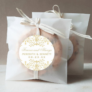 Gold Vintage Glamour Monogramm Hochzeit Runder Aufkleber