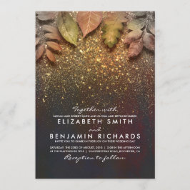 Gold Vintage Herbstlaub Elegante Hochzeit Einladung