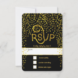 Gold Vintage moderne Typografie Hochzeit RSVP Karte
