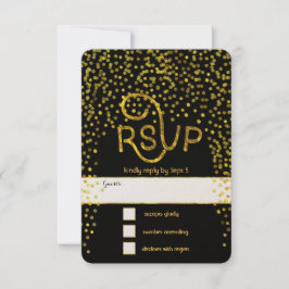 Gold Vintage moderne Typografie Hochzeit RSVP Karte