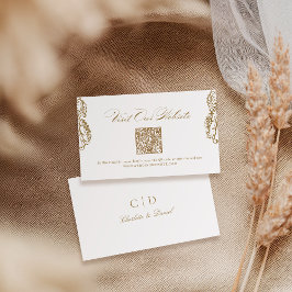 Gold Vintage QR Code Website Card Platzkarte