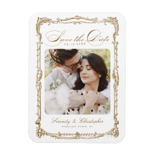 Gold Vintage Rahmen Klassische Schrift Foto Hochze Magnet