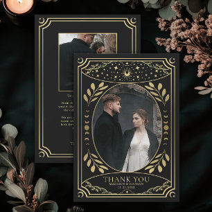 Gold Vintage Tarot Gothic Hochzeit Foto Dankeskarte