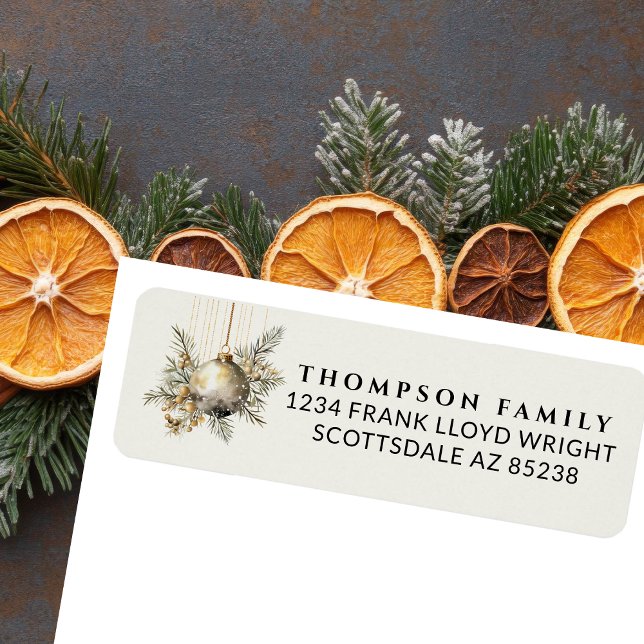 Gold Vintage Weihnachtsästhetische Rücksendeadress (Von Creator hochgeladen)