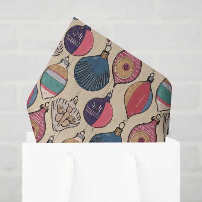 Gold Vintage Weihnachtsschmuck Muster Seidenpapier (Geschenk Tasche)