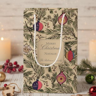 Gold Vintage Weihnachtsschmuck Pine Berries Kleine Geschenktüte