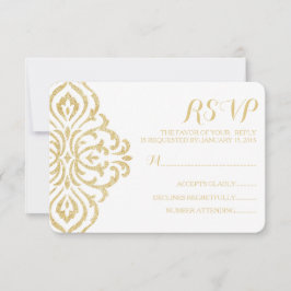 Gold Vintager Glamour Elegance Wedding RSVP Card