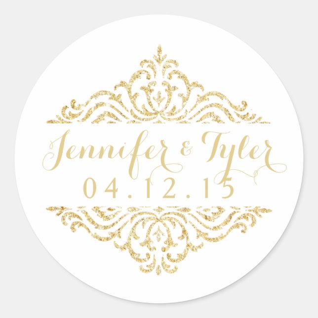 Gold Vintager Glamour Elegance Wedding Stickers (Vorderseite)