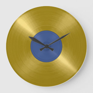 Gold Vinyl Record Album Große Wanduhr
