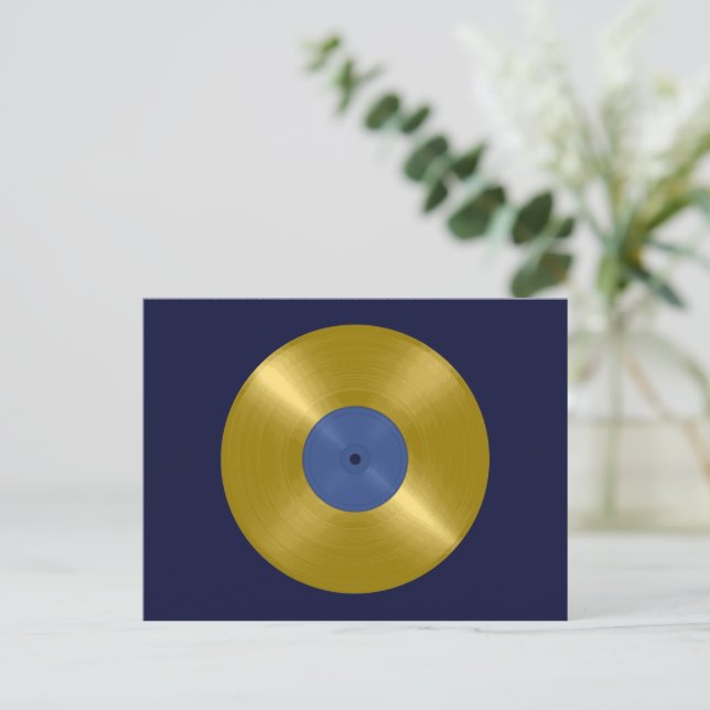 Gold Vinyl Record Album Postkarte (Stehend Vorderseite)