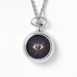 Gold & Violet Mystic Evil Eye Nazar Mati Armbanduhr
