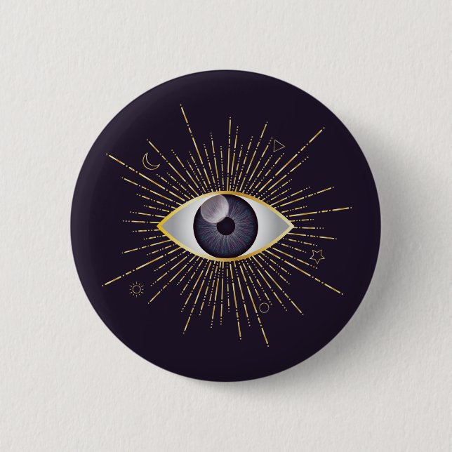Gold & Violet Mystic Evil Eye Nazar Mati Button (Vorderseite)