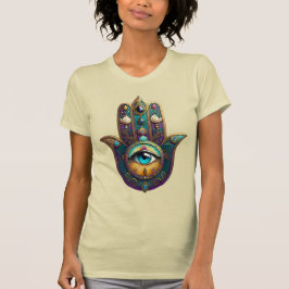 Gold Violet Teal Hamsa w/ Turquoise Third Eye T-Shirt