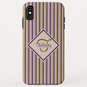 Gold, Violett, Lila und Rosa Streifen Monogramm Case-Mate iPhone Hülle