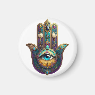Gold Violett Türkis Hamsa mit Turquoise Drittem Au Magnet