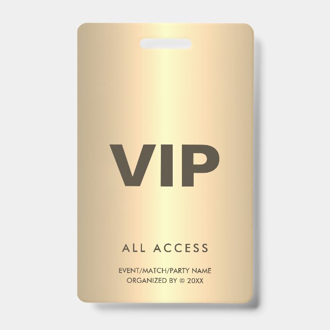 Gold VIP All Access Event Concept Match Party QR Ausweis (Vorderseite)