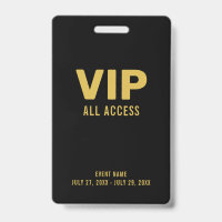 Gold VIP All Access Pass Event ID Abzeichen