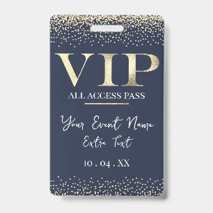 Gold VIP auf Navy Blue Event oder Party Ausweis