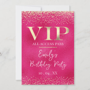 Gold VIP für Hot Pink Event oder Party Einladung