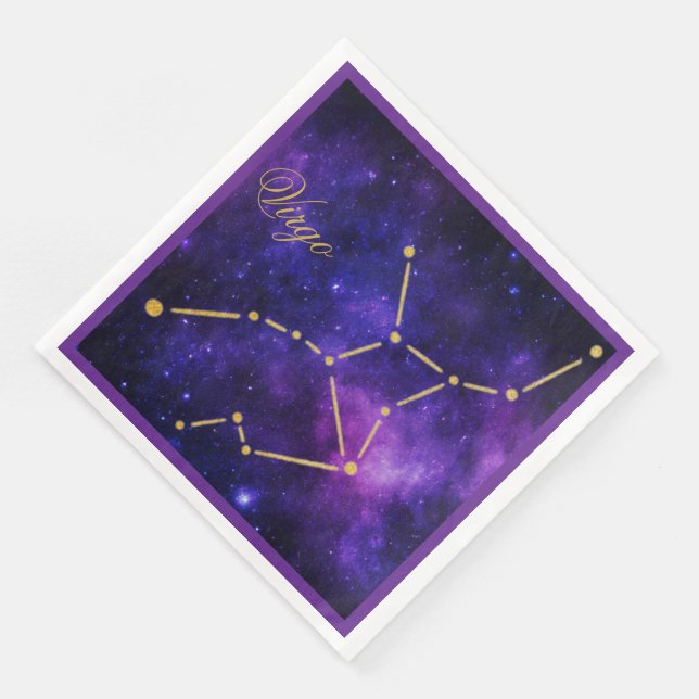 Gold-Virgo-Sternbild auf der dunklen Galaxie | Serviette (Ecke)