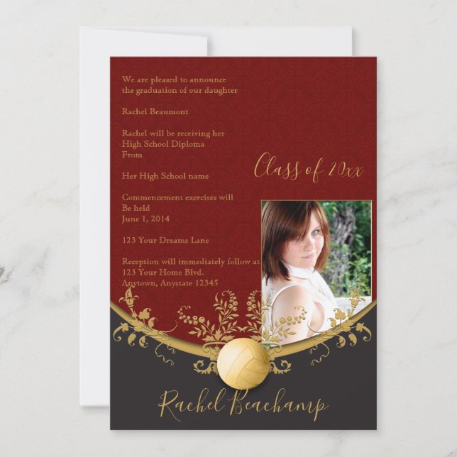 Gold Volleyball Abschluss Ankündigung (Vorderseite)