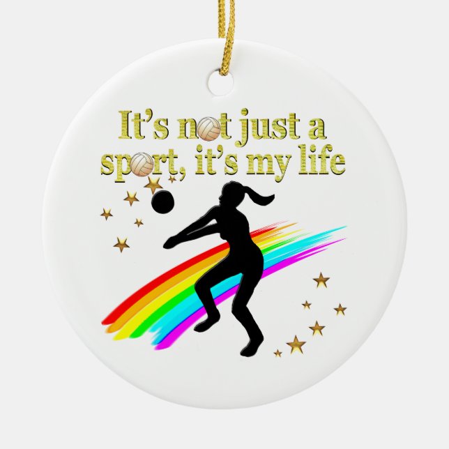 GOLD VOLLEYBALL IST MEIN LEBENSGESTALTUNG KERAMIK ORNAMENT (Vorne)