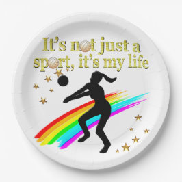 GOLD VOLLEYBALL IST MEIN LEBENSGESTALTUNG PAPPTELLER