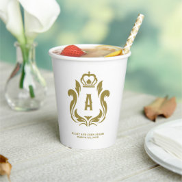 Gold Wappen Mit Monogramm Pappbecher