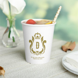 Gold Wappen Mit Monogramm Pappbecher