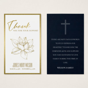 GOLD WASSER LILY BEILEID MEMORIAL DANKE KARTE