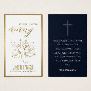 GOLD WASSER LILY BEILEID MEMORIAL DANKE KARTE