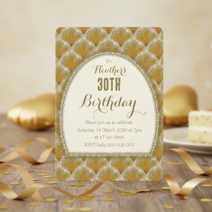 Gold Wasserfarbe Eigenartige Blumen Geburtstag Einladung