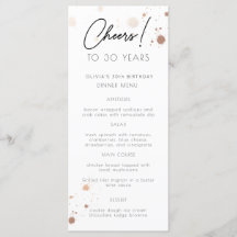 Gold Wasserfarbe jedes Jahr Geburtstagsparty Menu 