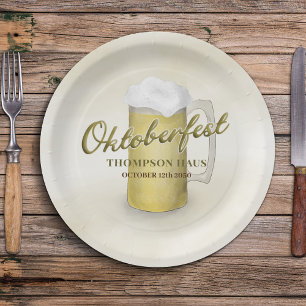 Gold Watercolor Einfache Oktoberfestrübe 7" Pappteller